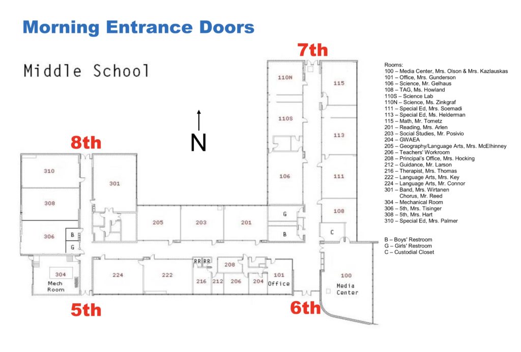 West Branch Middle School Entrance Map
